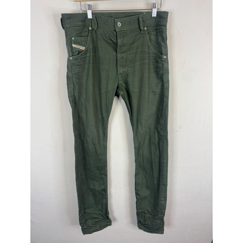 Diesel Krooley Regular Slim-Carrot Jeans Olive Green Wash Mens Joggjean 29X34